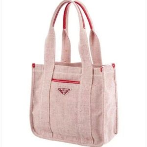 Authentic Prada Canvas Tote Hand Bag (Auth Card)